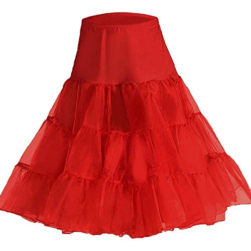 Luna et Margarita 50s Enagua de Tul Rojo Refinado Antiguos Longitud de Rockabilly de la Enagua de 66 cm / 26