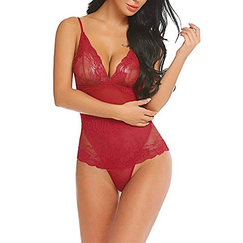 Preisvergleich Produktbild UFACE Damen Nachthemd Sexy Negligee Satin Nachtkleid Kurz Sommer Nachtwäsche Sleepwear Trägerkleid V Ausschnitt