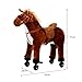 HOMCOM Kids Boys Plush Ride On Walking Horse Toy Wheels Foot Rest w/Neigh Sound (Brown)