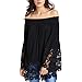 Produktbild FeiBeauty 2018 Frauen Schulterfrei Langarm Tops Trägerlos Bluse T-Shirt Spitze Weste Oberseiten Blusen T-Shirt Oberteil Mode Weich Bluse Loose Casual