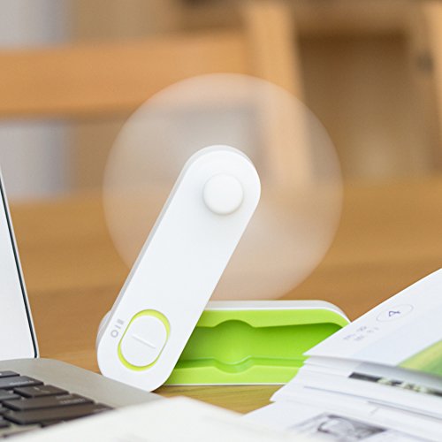 XMDZ Mini Tischventilator Handventilator USB Faltbar für Unterwegs Büro Batteriebetrieben Aufladbar 2 Speed Blätter aus Silikon - 5