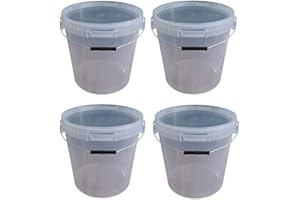 SILPLAST 4 x 20 Liter Eimer mit Deckel transparent, stapelbarerer Milch-/Vorratseimer, Honigeimer Kunststoffeimer mit Lebensmittelfreigabe, Lebensmittelechte Behälter, Leereimer für Mehl, Wassereimer, 4 Stück