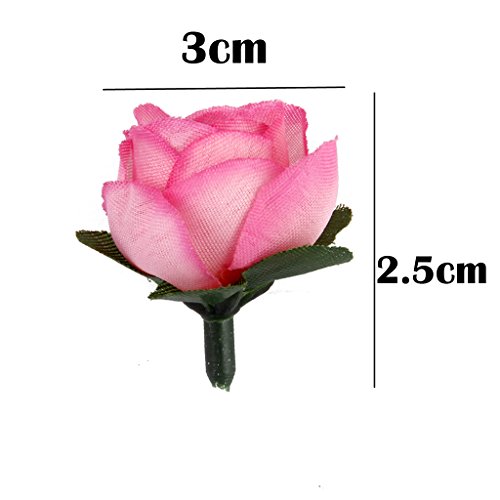 50 Stk. 3cm künstliche Seide Rosen Köpfe Hochzeit Blumendekoration (Rosa) - 3