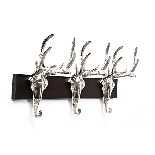 WANDGARDEROBE JÄGERGLÜCK Hirschkopf Geweih Aluminium 3 Kleiderhaken - 2