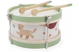 Janod - Meine erste Holztrommel Sunshine - Rollenspielzeug und musikalische Früherziehung - Wasserfarbe - Ab 18 Monaten, J07617