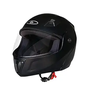 O2 Prox (Zed) Flip Up Full Face Helmet with Scratch Resistant Visor, Cross Ventilation & Matte Finish for Men's Bike Motorcycle Scooty Riding (Matt Black, M) (O2 Prox MATT)