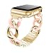 Produktbild MTSBW Kompatible Apple Watch Iwatch 38Mm 40Mm 42Mm 44Mm Intarsien Stein Edelstahl Metallband Business Ersatz Band Für Serie 4 3 2 1 Sport Edition,Goldpink,44Mm