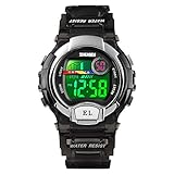 Mishuo Jungen Armbanduhr Farbige LED Digital Japanisches Quarzwerk Automatik Wasserdicht 5 ATM Outdoor Fussball Lernen