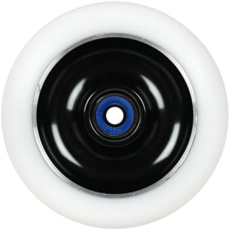 Kick Push Aluminum hub Scooter Wheel with Bearings, Black/White, 100mm