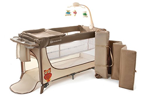 Kinderkraft Joy Travel Cot Crib Folding Bed with Accessories, Beige