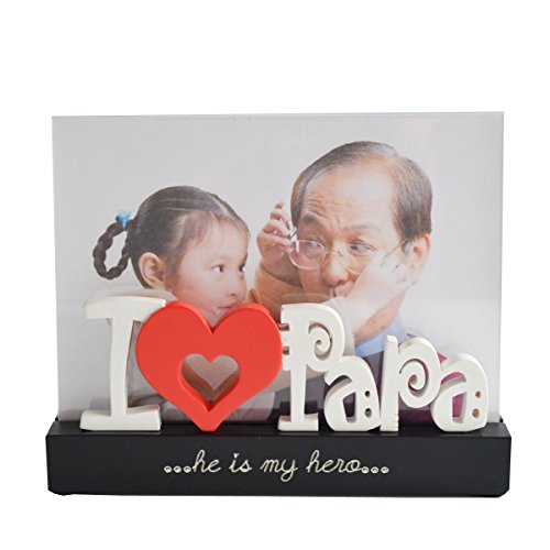 Gift Garden Photo Frame - Papa Desktop Expressions Gift Items with White Word Attachment, 7x5 Inch