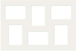 PHOTOLINI Passepartout 30x45 aussen Creme-Weiß für 6X Passepartout 9x13 innen, alterungsbeständig & säurefrei 1,5 mm Schrägschnitt - Passepartoutrahmen mit Mehrfachausschnitt