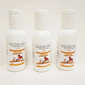 Bensulph Shampoo for Dog, Cat and Horse | 50ml | Pack of 3 | Anti Seborrhea, Anti Microbial