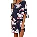 Produktbild Minikleid Goosun Damen Sommerkleid Rundhals Kurzarm Blumendruck Kleid Langes Shirt Lose Rock Mit Bowknot Sleeves Frauen Frühling Sommer Halbe Hülse Cocktail Casual Party Kleider (XL, Blau)