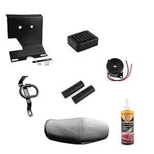 AllExtreme EXPP71K 7 in 1 Combo Accessories Kit for Hero Passion Pro (Engine Guard, Ladies Handle, Grip Cover, Brake Paddle, Buzzer, Polish and Seat Cover)
