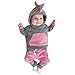 Produktbild ODJOY-FAN Neugeborenes Baby Mädchen Langarm Dinosaurier Mit Kapuze Sweatshirt Set, 3D Dinosaurier Kapuzenpullover Oberteile Tshirt Hose Gamaschen Outfit Casual Hoodies (Grau,90)