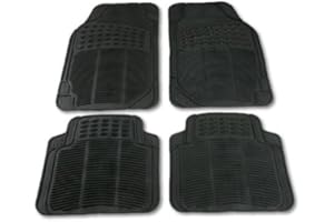AUTOPOWER QUALITY SET OF THICK BLACK CAR MATS ALL RUBBER - NON SLIP - HEAVY DUTY