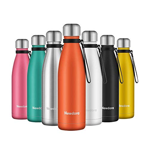 Newdora Bottiglia Acqua in Acciaio Inox 500ml, Tazze da Viaggio, Borraccia Termica Isolamento Sottovuoto a Doppia Parete, per Campeggio di Sport Esterni Escursionismo Escursioni in Bicicletta