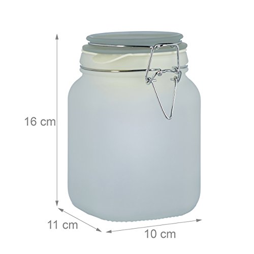 Relaxdays Solarleuchte im Einmachglas, Solar Glas mit 2 LED, Wasserdicht, Farbwechsel, Satiniertes Glas, 1 L, HBT: 16 x 10 x 11 cm, blau / orange - 2