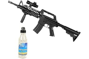 Well Airsoft Pack M4 RIS Fucile d'assalto con Manico a Molla redot e tattico, 2000 Ball Bottle Offer (0,4 Joule) MR733