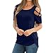Produktbild Damen Bluse Yesmile Solide Frauen Sexy Kurzarm V Ausschnitt T Shirt Oberteil Sommer Halber Ärmel Bandage Schulterfrei Zurück V Shirt Blumen Cold Shoulder Cut Out Tops (XL, Marine)