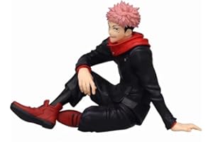 SLAMWAVE JJK Jujutsu Kaisen Anime Satoru Gojo Yuju Itadori | 10cm Gojo Blindfolded, 8cm Yuji Sitting Figurine Model Statues Figures | Collectible Statue for Anime & JJK Fans (Yuji Itadori 8cm, No Box)