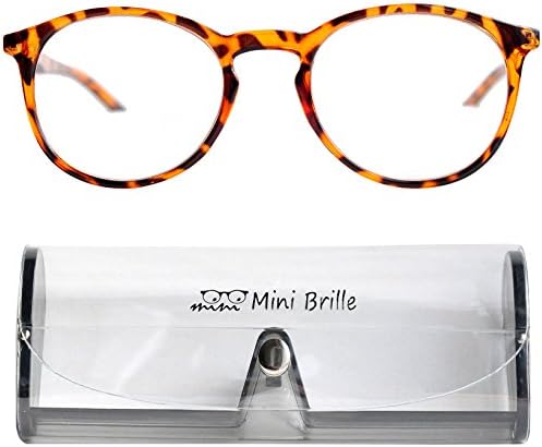 Mini Brille Classic Nerd Reading Glasses with Large Round Lenses, Plastic Frame, Readers for Women and Men