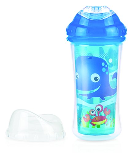 Nuby clik-it Ultra Isolierbecher aus Polypropylen mit weichem Trinkschnabel Tropfschutz 270 ml 18 + Monate – Farbe Zufällig - 4