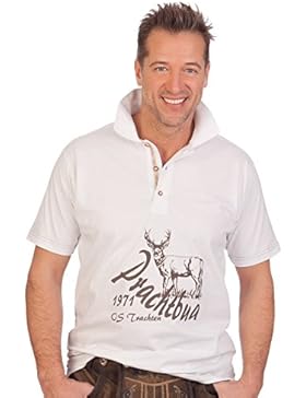 Trachten Herren Poloshirt - PRACHTBUA - weiß