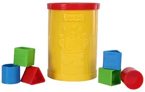 Fisher Price Original Babys Plastic First Blocks, To Sort, Stack and Drop, Yellow