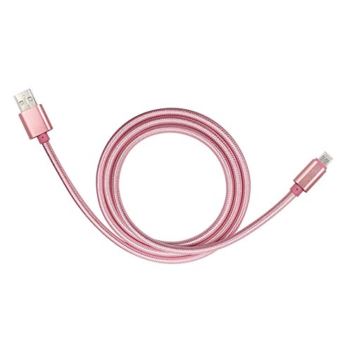 Ein Stecker USB Kabel für Android und iPhone, 3.3ft Reversible Micro-USB-ladekabel und Blitz-Kabel Nylon Geflochtene 2 in 1 Beigetreten Cord Sowohl Gebühr und Datenübertragung für Android / iOS / GPS / MP3( rosa) - 3