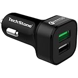 Quick Charge 3.0 Car Charger, TechStone 36W Dual Port Adaptor Fast Charger 2 USB for Iphone 6 7 8 X and Galaxy S8 S7 and Other Smartphones