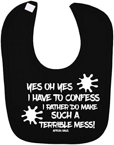 'Yes oh yes i have to confess' funny unisex baby velcro feeding bib (black)