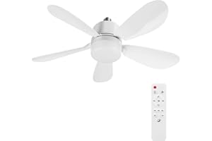 AODEJOY LED Ceiling Fan with Lights, E26/E27 Ceiling Fans Light with Remote Control, 3 Speeds Light Bulb Fan, Timing, 3 Color Dimmable, 5 Blades, Silent Fans Lamp for Bedroom, Living Room, Office (40W)