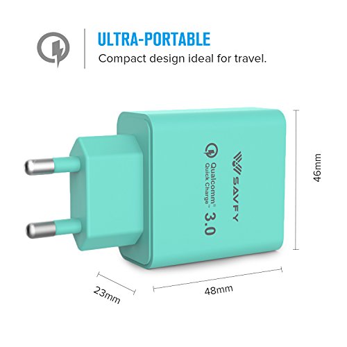 SAVFY USB Schnellladegerät [Qualcomm Quick Charge 3.0] 18W mit Mikro USB Schnellladekabel Highspeed USB Ladegerät für Smartphones & Tablets und andere USB ladende Geräte Mintblau - 6