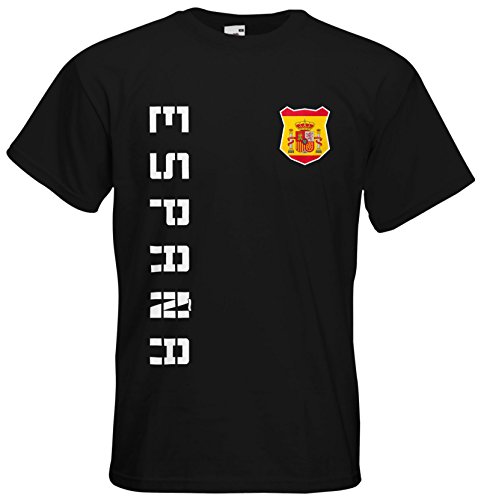 AkyTEX Spanien Espana EM 2016 T-Shirt Trikot Name Nummer (Schwarz, M)