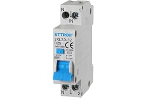 ETTROIT INTERRUTTORE MAGNETOTERMICO DIFFERENZIALE SALVAVITA PER BARRA DIN 1 MODULO 1P+N 25A C25 240V 30mA 4.5KA
