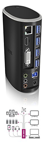 Icy Box IB-DK2651AC USB 3.0 Multimedia-Dockingstation für Notebook/PC (6x USB 3.0, HDMI & DVI-I, Gbit LAN, 5.1 Surround, 3,5 mm In/Out) schwarz - 2