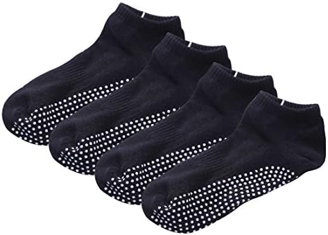 4 Pairs Men's Breathable Non Slip Yoga Socks Anti Skid Socks- Grips for Adults Men Yoga, Pilates, Barre Floor Socks