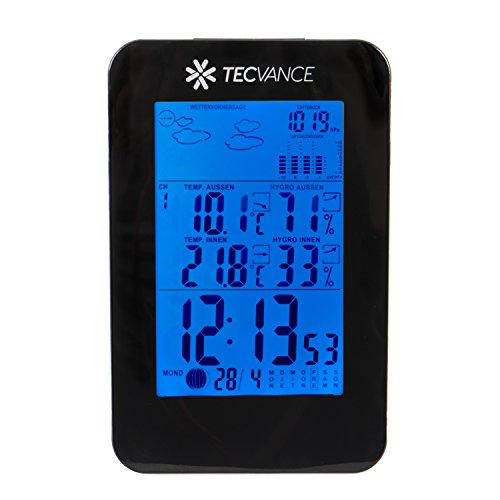 Tecvance NT-1898 Digitale Funkwetterstation inkl. Außensensor und Batterie, schwarz - 2