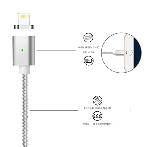 Magnet iPhone Kabel Ladekabel Datenkabel USB ,TUOYA Magnetisches Magnet Ladekabel / Datenkabel Lightning für iPhone 7, iPhone 6s, iPhone 6, iPad(Silber) - 3