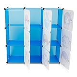 VENKON – Kinderzimmer Steckschrank DYI Steckregal System Regalschrank: 9-Module-Set, blau - 5