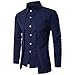 Produktbild FORH Herren Slim Hemd Simple Mode Solid Farbe Langarmshirt Formell business hemden Freizeit Stehkragen Shirt Casual Shirt Trachtenhemd T-Shirt fürsOktoberfest geeignet (M, Blau)