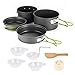 Produktbild Outdoor Camping Kochgeschirr Set, Mini Leicht Aluminium Topf - und Pfannenset für 2 - 3 Personen, Portable Tragbare Kochausrüstung, Antihaft Cookware für Picknick BBQ Backpacking Trekking ( BPA Frei )