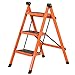 Produktbild Ladder Tragbarer 3-Stufen-Hocker Leichter Ladder-Hocker Einfach zu verstauen Faltbares Design Ideal für Zuhause/Küche/Garage, Farbe Optional (Farbe : Orange)