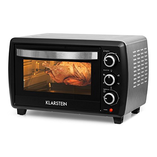 Klarstein Omnichef 20 2G Mini-Backofen Mini-Ofen Backofen Tischbackofen (1500W Leistung, 20 Liter Volumen, 100-230°C Betriebstemperatur, Garzeit-Timer, inkl. Backblech, Rost und Grillspiess) silber-schwarz - 6
