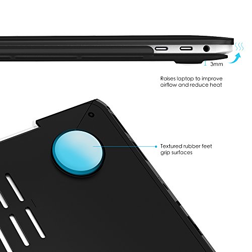 iBenzer – Soft-Skin-Serie Kunststoffabdeckung des schweren Kastens für New Macbook Pro 15“ mit Touch Bar und Touch ID (A1707), Schwarz - 4