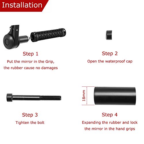 Evermotor Universal Motorrad Runde Rückspiegel Lenkerspiegel Spiegel Set E-Geprüft E-Mark Quad Roller ATV Moped - 6