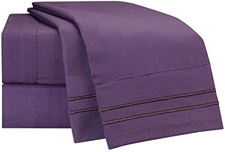 Clara Clark® Supreme 1500 4 piece Bed Sheet Set Cal-King Size Aubergine Purple