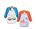 (Set of 2) WATERPROOF BIBS Baby/Child's Long Sleeve Bib / Apron / Smock Blue & Orange 1-3 yrs